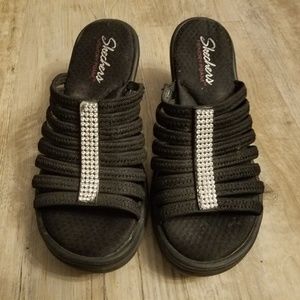 Skechers Memory Foam, Strappy, Wedge with Bling